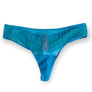 Natori Josie Green turquoise thong underwear NWT Sz M blue semisheer